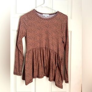 Gaze leopard peplum long sleeve shirt XS